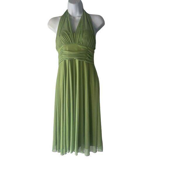 Celavie Collection Y2k Women's Size Small Green Fairy Chiffon Halter Mini Dress - Picture 1 of 10